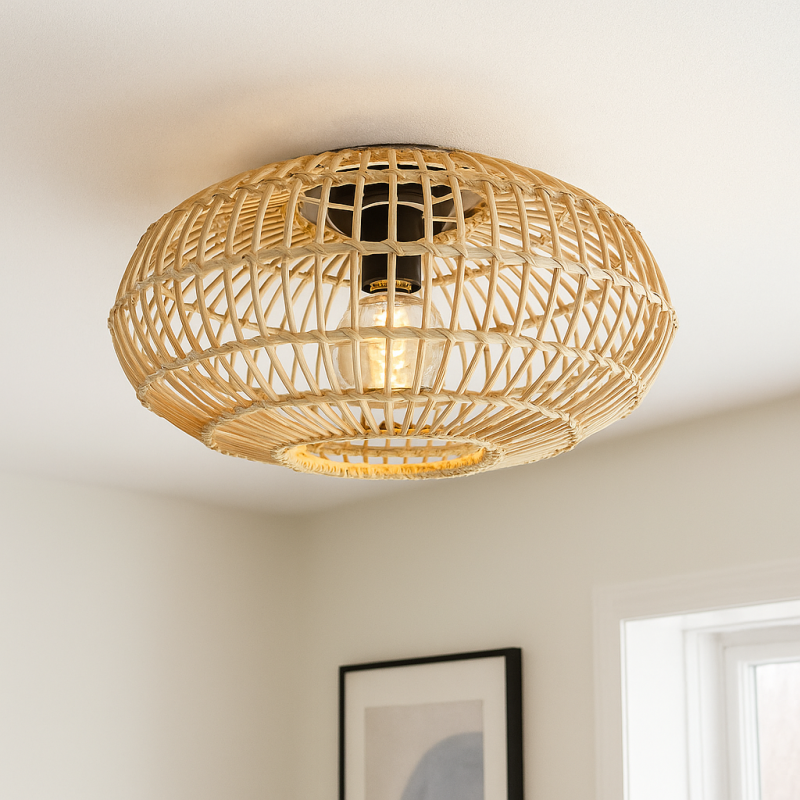 Rustic flush ceiling light brown, Emilio