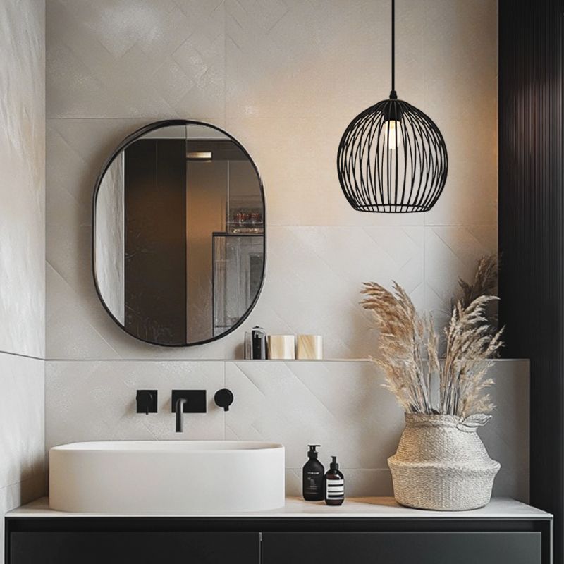 Industrial bathroom pendant light black, Wiro, IP44