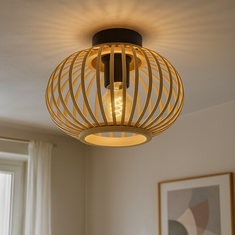 Bamboo flush ceiling light brown, Lieve
