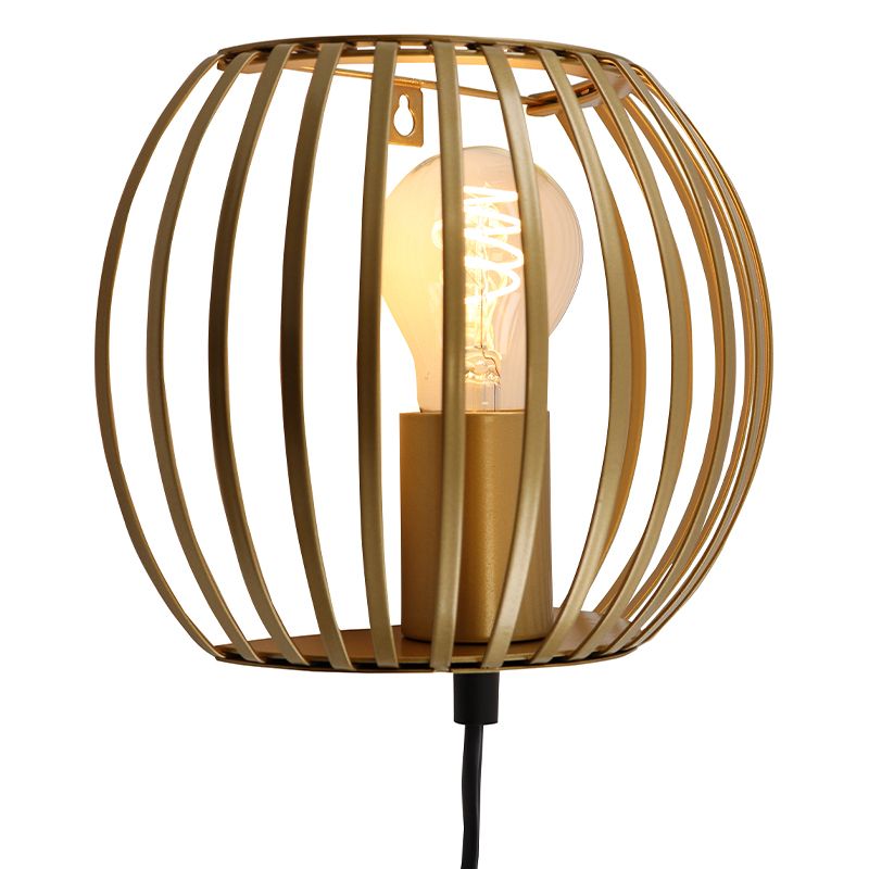 Industrial wall light gold, Lieve, with switch Industrial wall light gold, Lieve, with switch