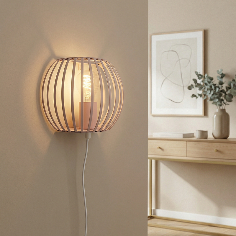 Industrial wall light beige, Lieve, with switch