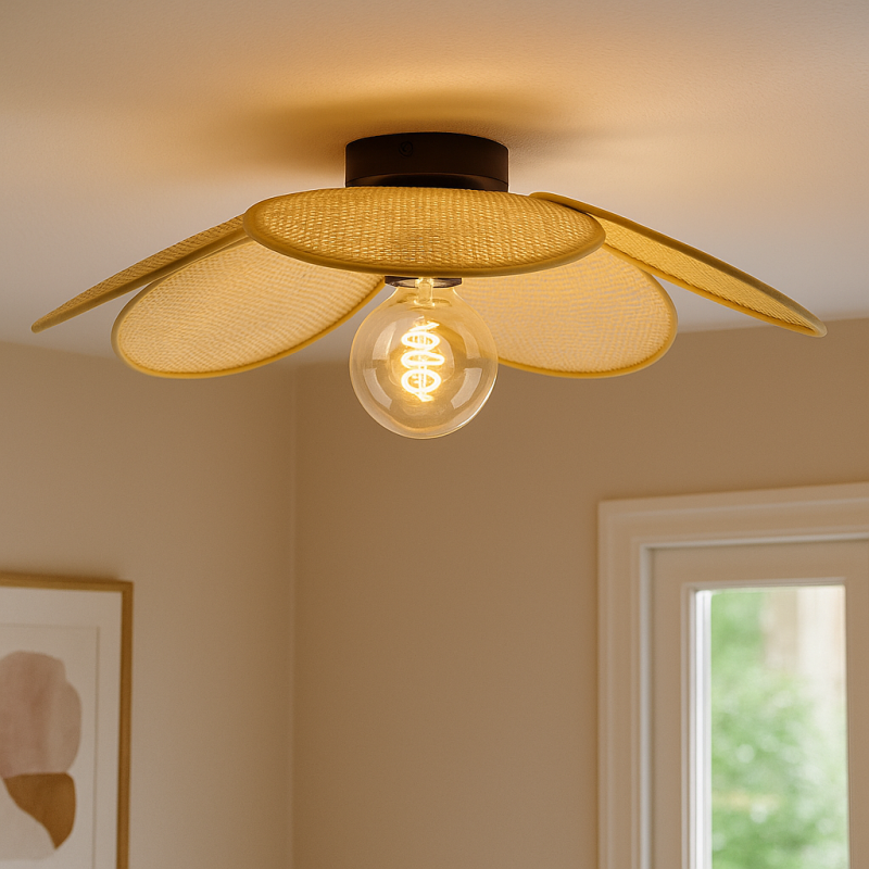 Rattan ceiling light brown, Rowen