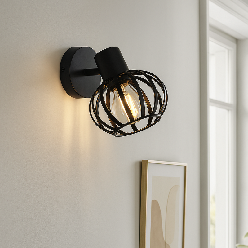 Industrial wall spotlight black, Lieve