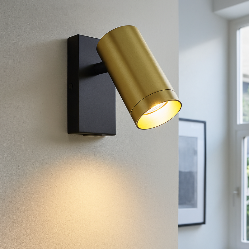 Modern wall spotlight brass, Nadi, with switch Modern wall spotlight brass, Nadi, with switch