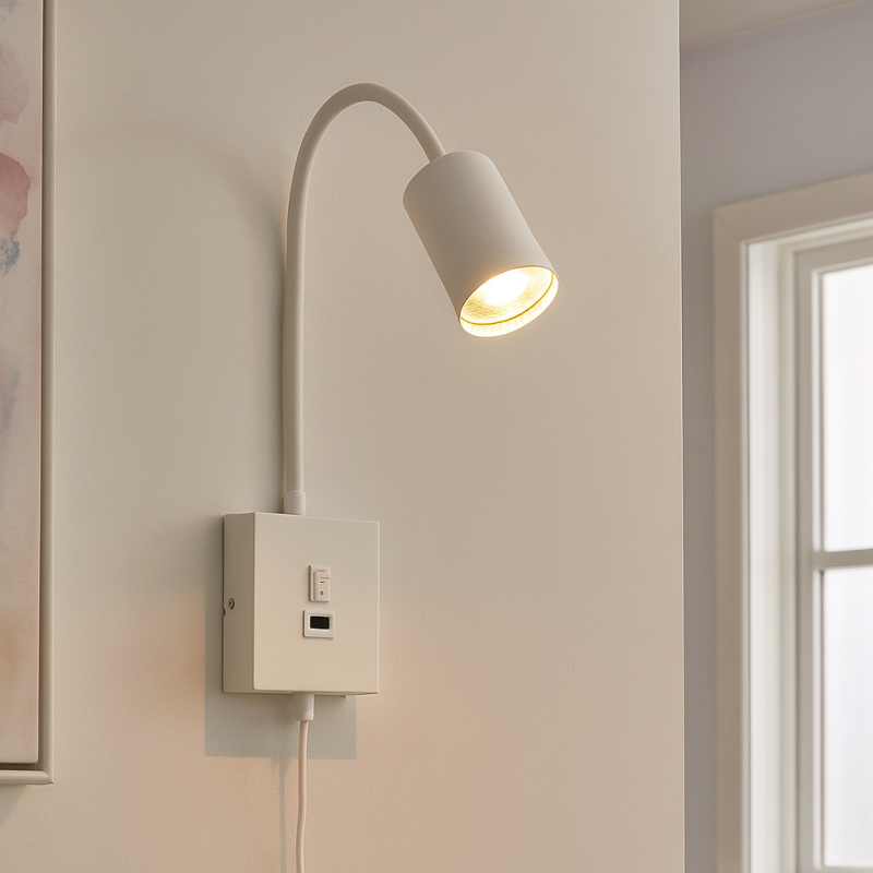 Modern wall spotlight white, Tibor, with switch