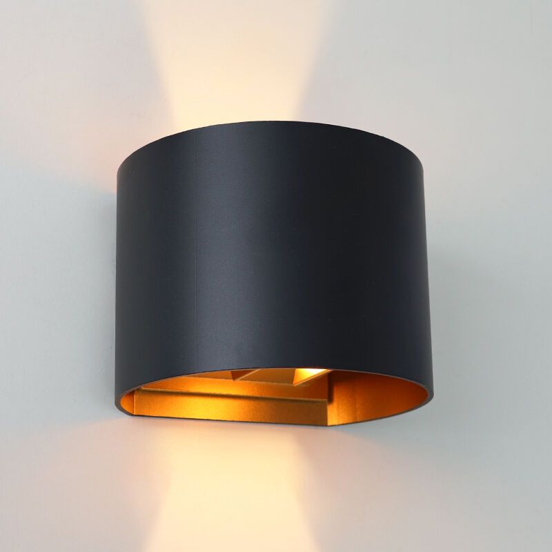 Up down wall light black iwth gold interior, Dion, 6W, 2700K LED, IP65 Up down wall light black iwth gold interior, Dion, 6W, 2700K LED, IP65