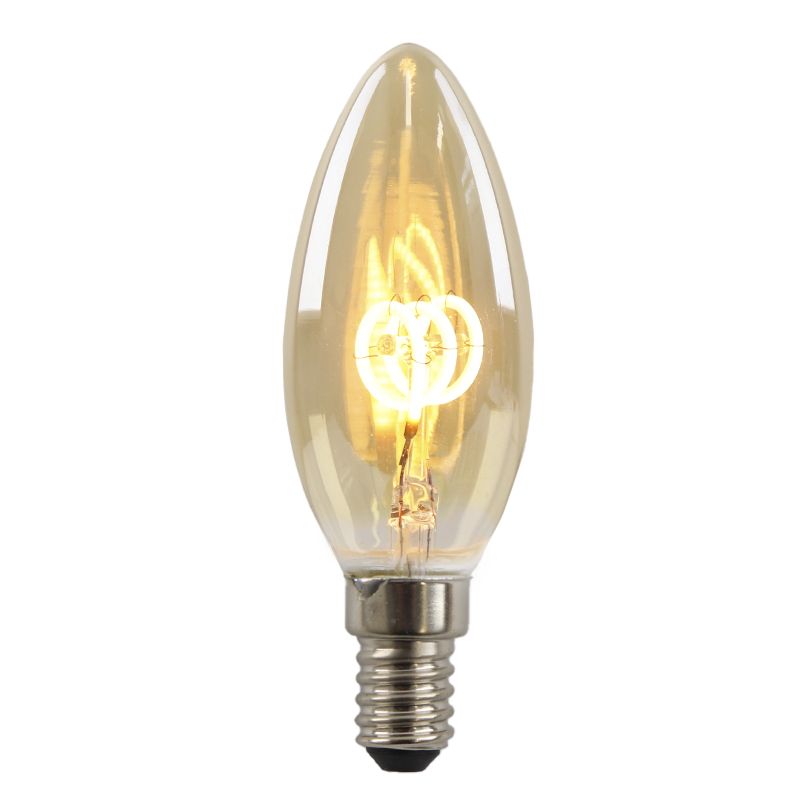 Dimmable Olucia E14 LED candle bulb Tuelo, amber, 2W, 2200K