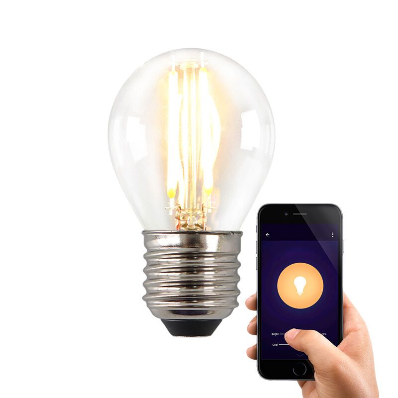 Olucia smart LED bulb E27 Melchis, P45, 5W, dim to warm