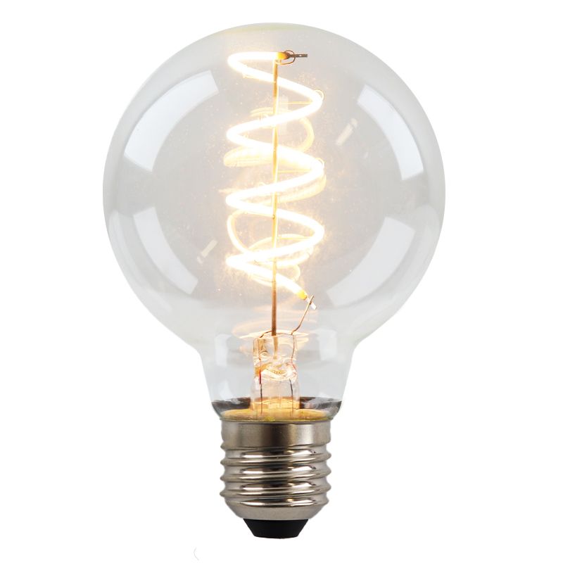 Dimmable Olucia E27 LED filament bulb Tuelo, G80, 4W, 2700K