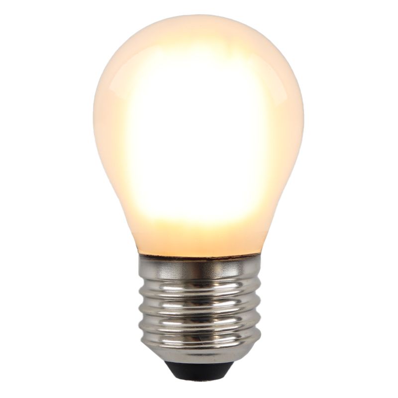 Dimmable Olucia E27 LED filament bulb Carel, P45, 5W, 2700K