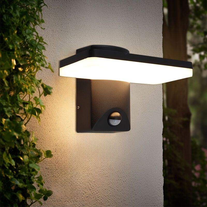 Modern outdoor wall light with motion sensor black, Loris, 12W, 2700K LED, IP44 Modern outdoor wall light with motion sensor black, Loris, 12W, 2700K LED, IP44