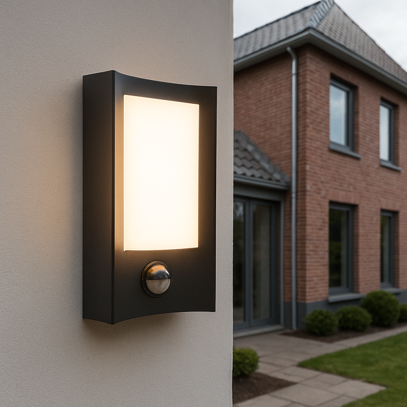 Modern outdoor wall light with motion sensor black, Loris, 6W, 3000K LED, IP44