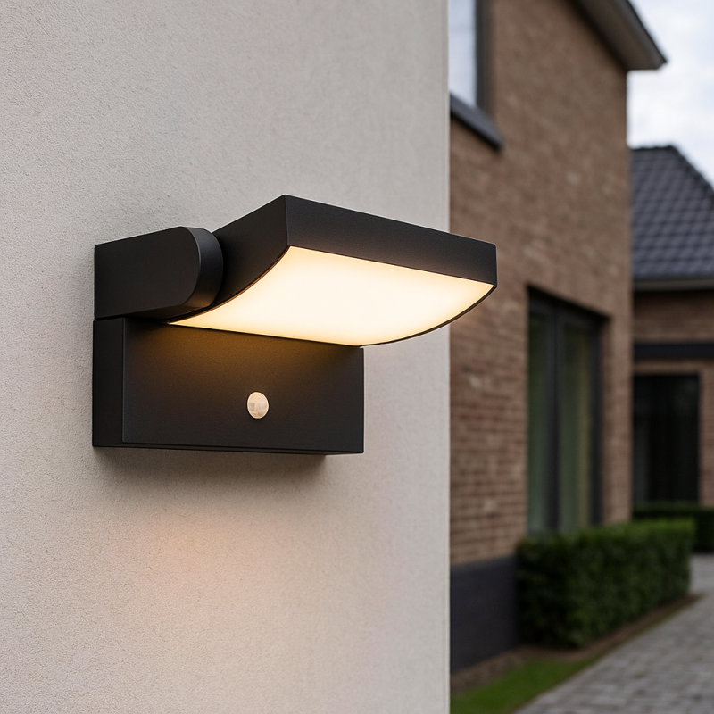 Modern outdoor wall light with motion sensor black, Alet, 12,5W, 3000K LED, IP54