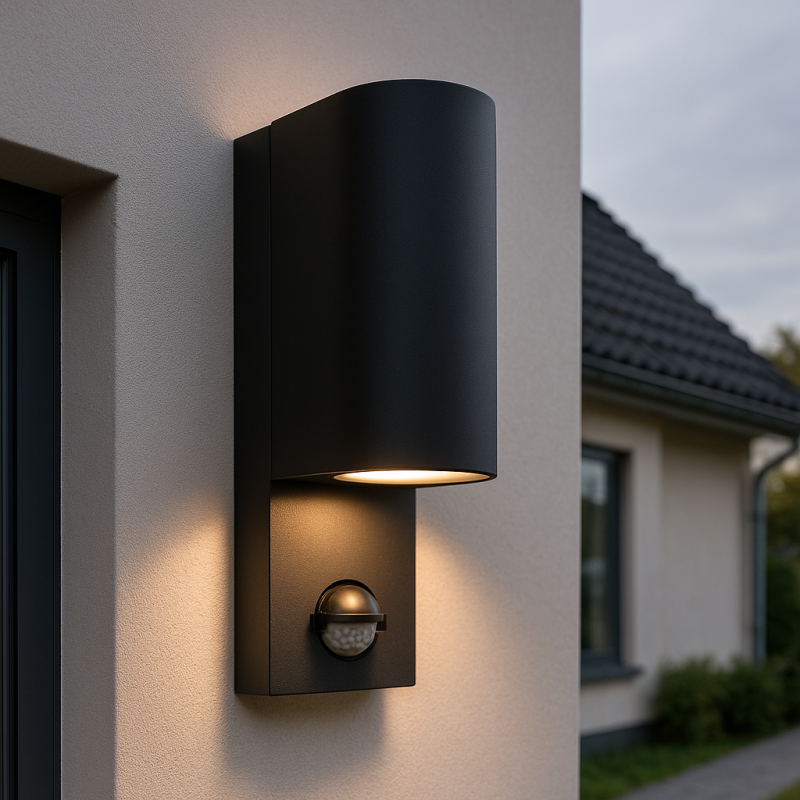 Modern outdoor wall light with motion sensor black, Corina, IP54 Modern outdoor wall light with motion sensor black, Corina, IP54