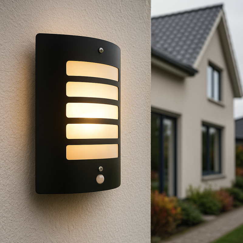 Modern outdoor wall light with motion sensor black, Manuel, IP44