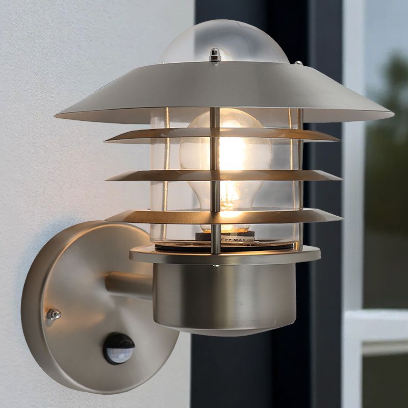 Stainless Steel outdoor wall light with motion sensor silver, Felice, IP44