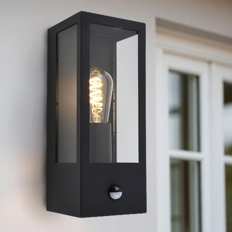 Modern outdoor wall light with motion sensor black, Senne, IP44