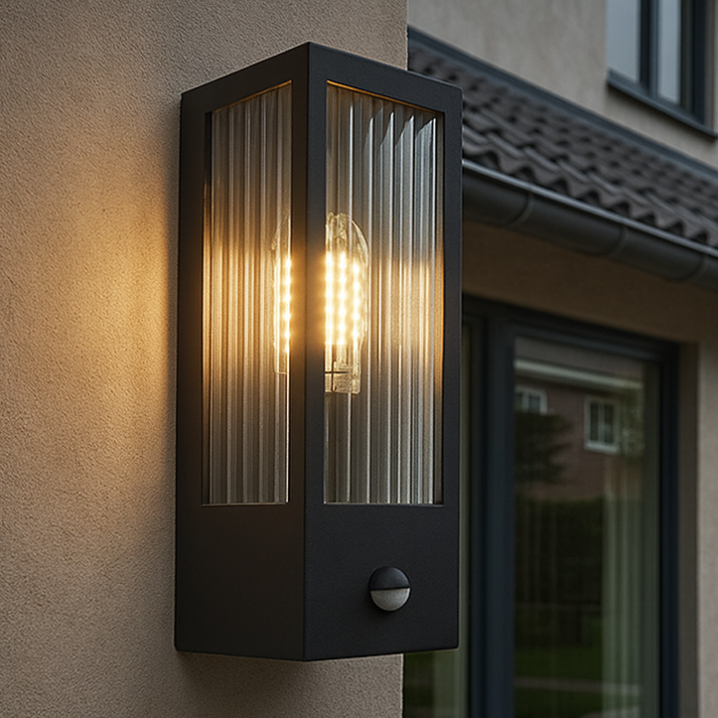 Modern outdoor wall light with motion sensor black, Senne, IP44 Modern outdoor wall light with motion sensor black, Senne, IP44