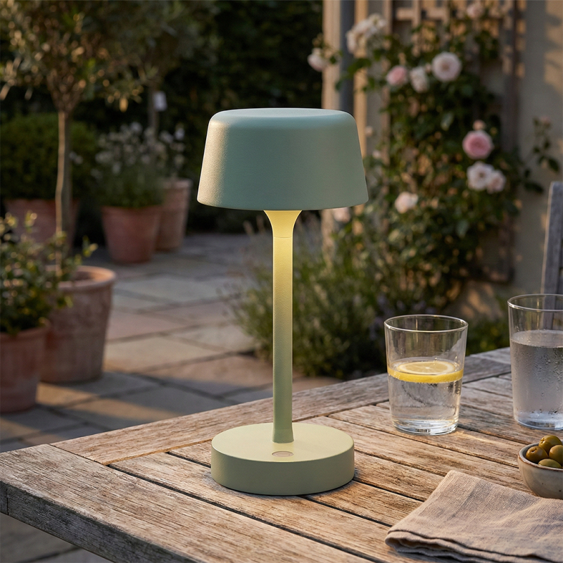 Modern outdoor table lamp green, Emily, 3W, 3000K LED, IP44, 3-step dimmable