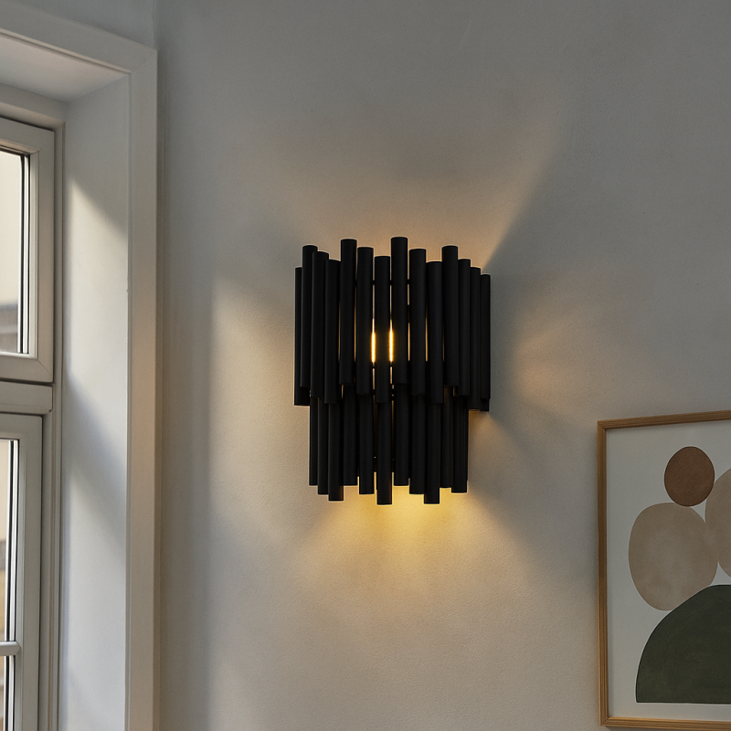Modern wall light black, Joelle, with switch