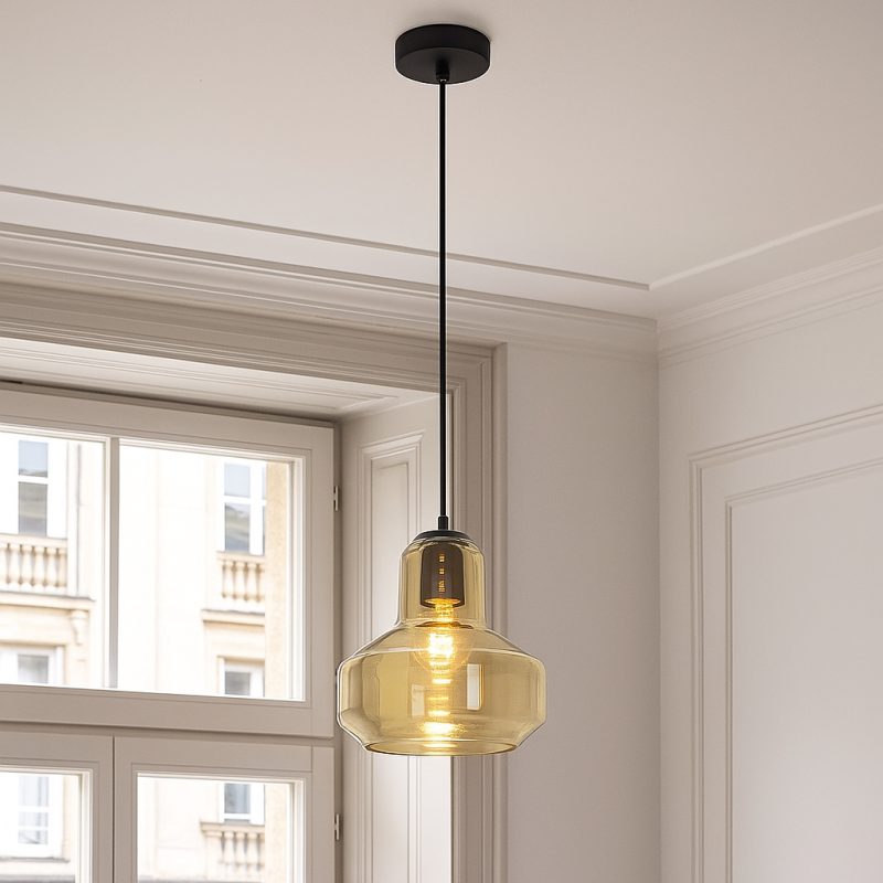 Design pendant light amber, Sabina