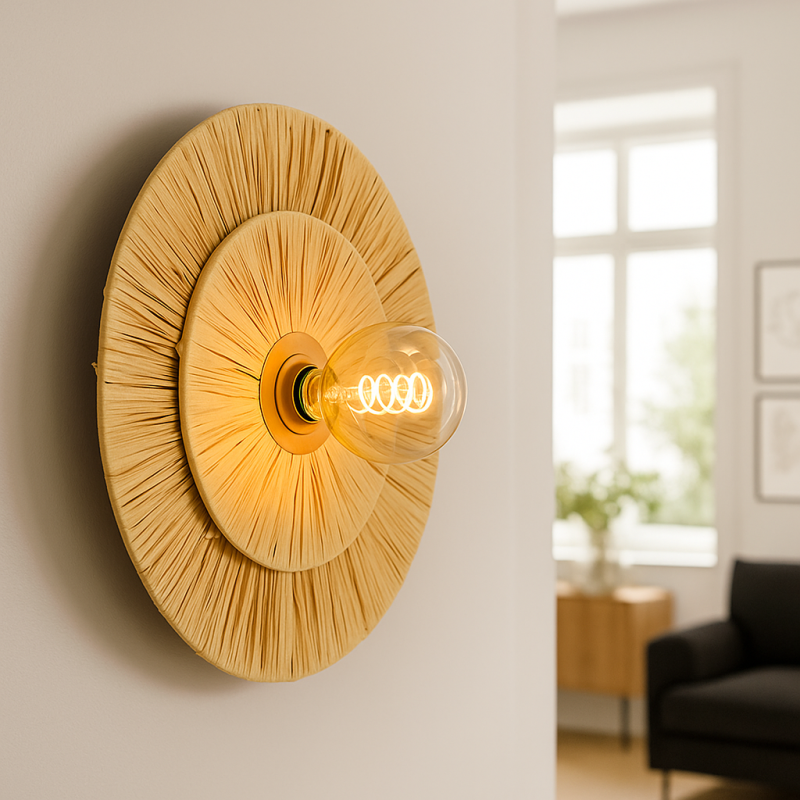 Paper wall light brown, Daisy, with switch