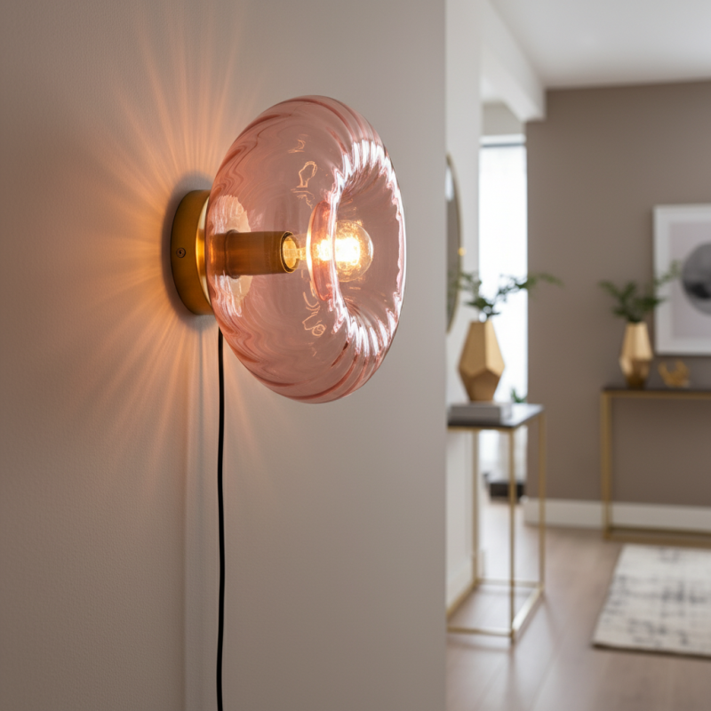 Retro wall light pink, Diane, with switch Retro wall light pink, Diane, with switch