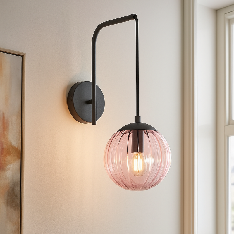 Retro wall light pink, Rifka, with switch