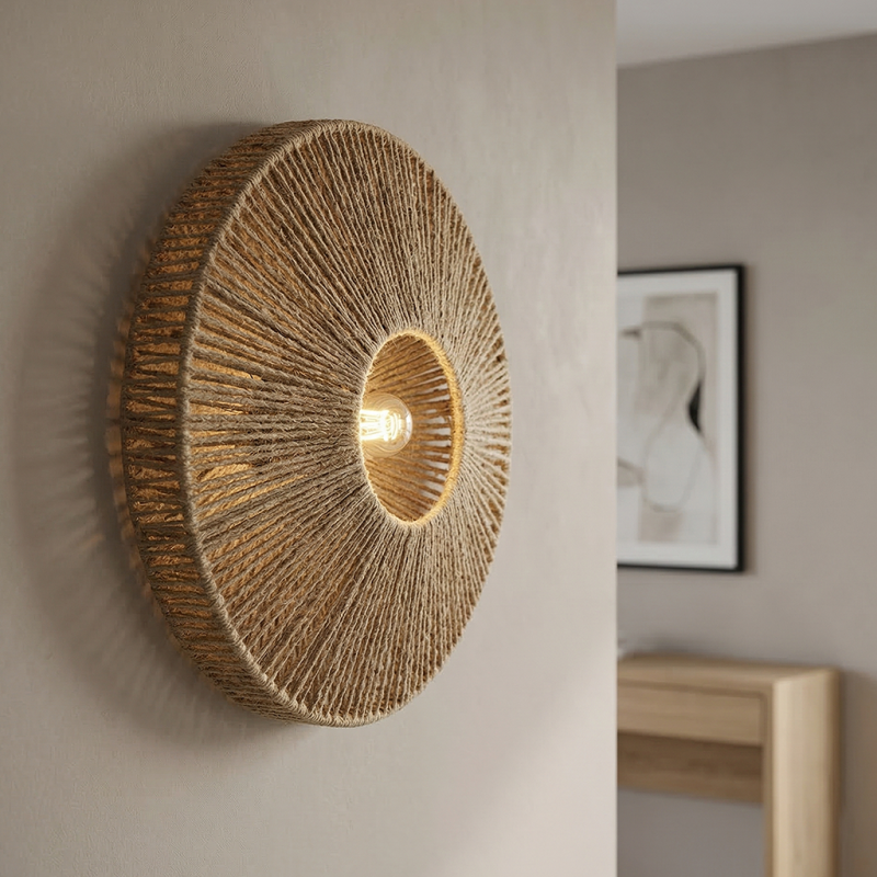 Japandi wall light brown, Sanny, with switch