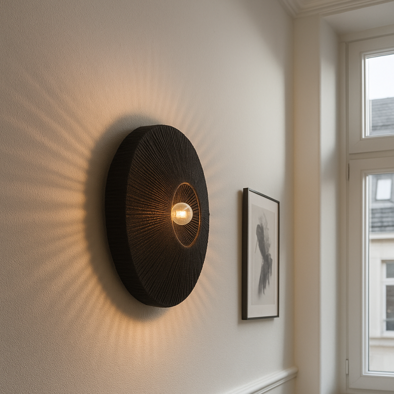 Rustic wall light black, Sanny, with switch