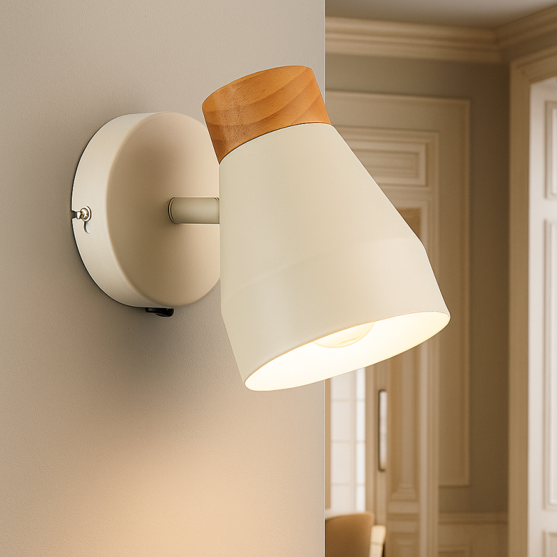 Rustic wall light beige, Freddie, with switch