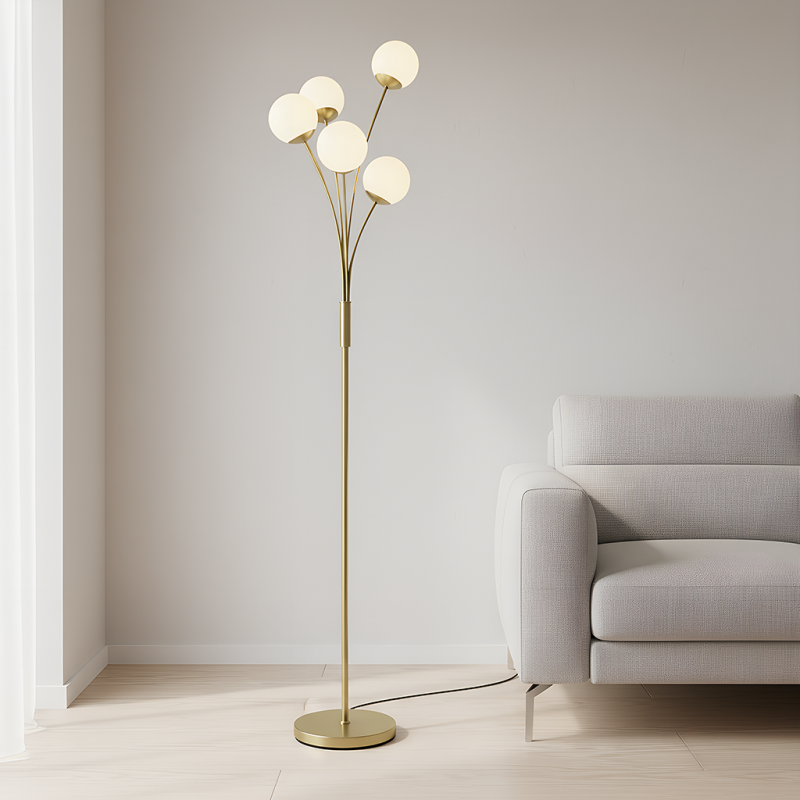 Design floor lamp brass, Stacy, with switch