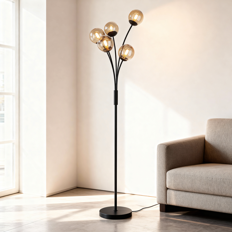 Design floor lamp amber, Stacy, with switch