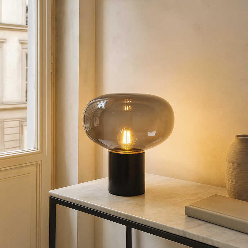 Marble table lamp grey, Alan, with switch Marble table lamp grey, Alan, with switch