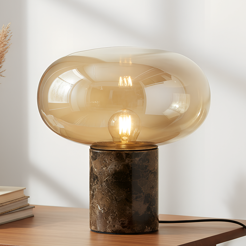 Marble table lamp amber, Alan, with switch