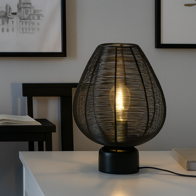 Modern table lamp black, Lesly, with switch