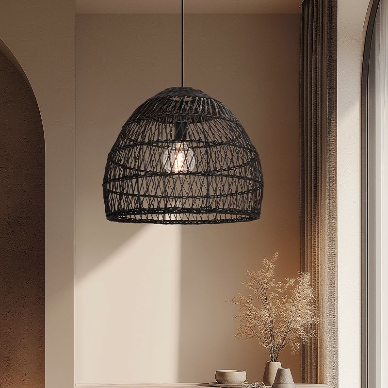 Rattan pendant light black, Rosa