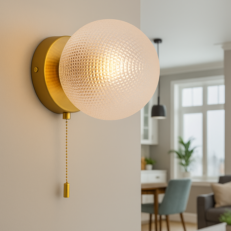 Retro wall light transparent, Johnson, with pull switch