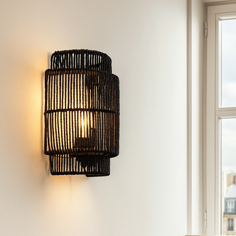 Rustic wall light black, Selena, with switch Rustic wall light black, Selena, with switch