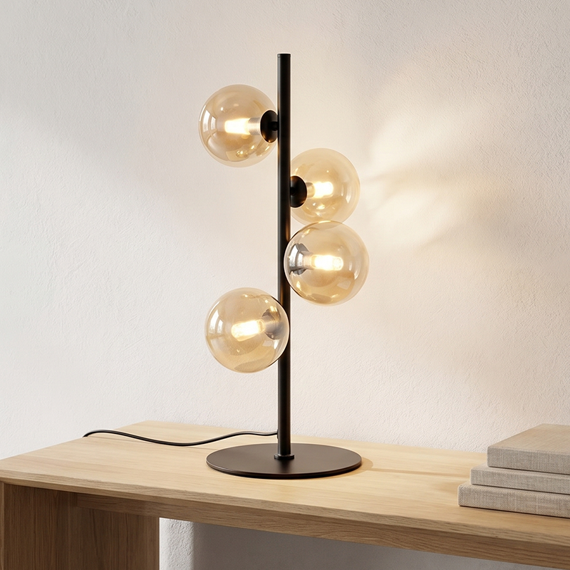 Design table lamp amber, Remo, with switch