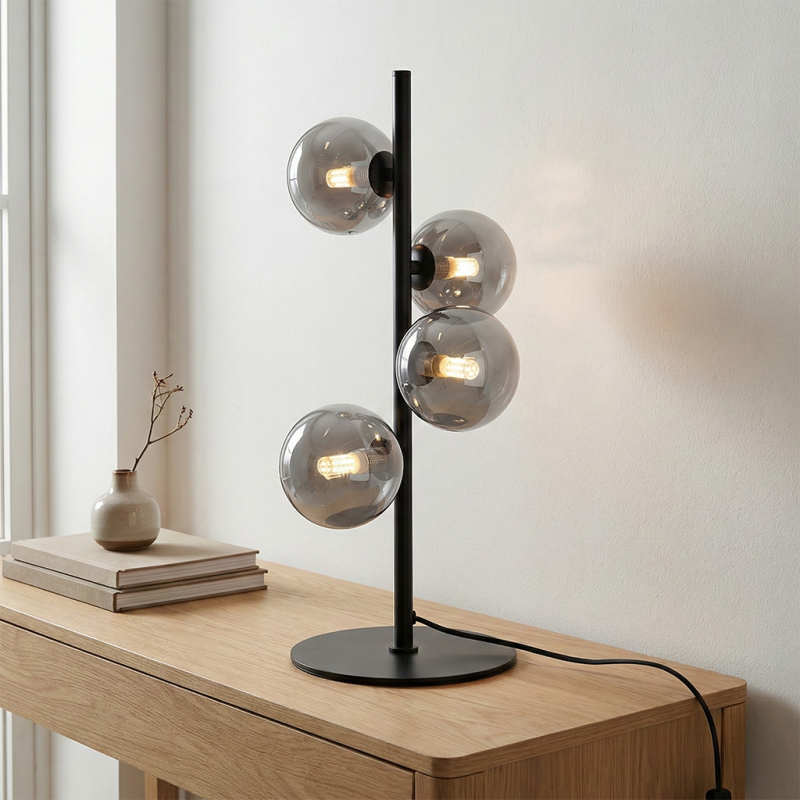 Design table lamp grey, Remo, with switch