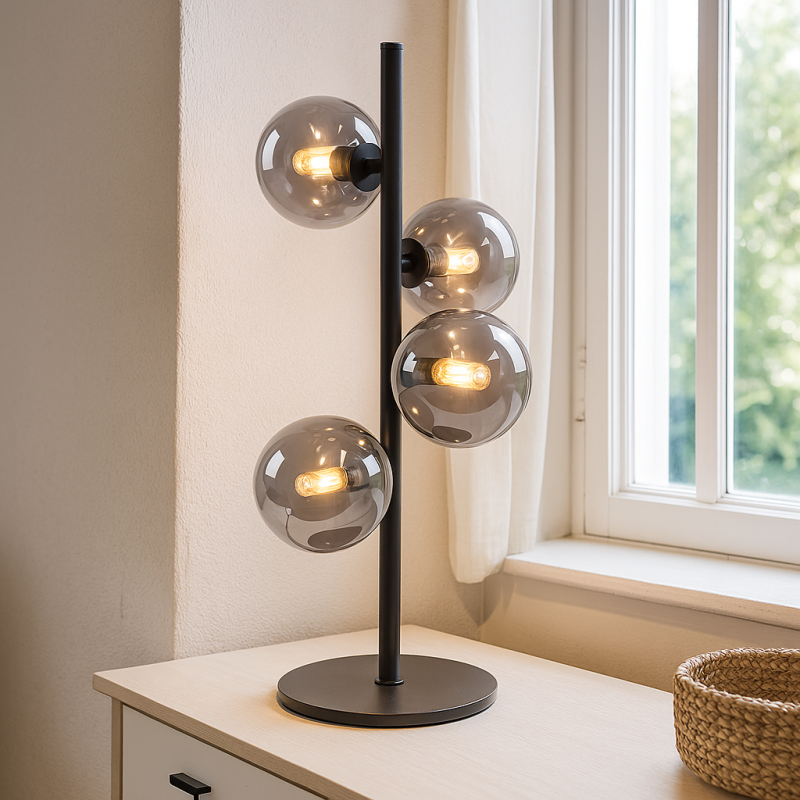Design table lamp grey, Remo, with switch