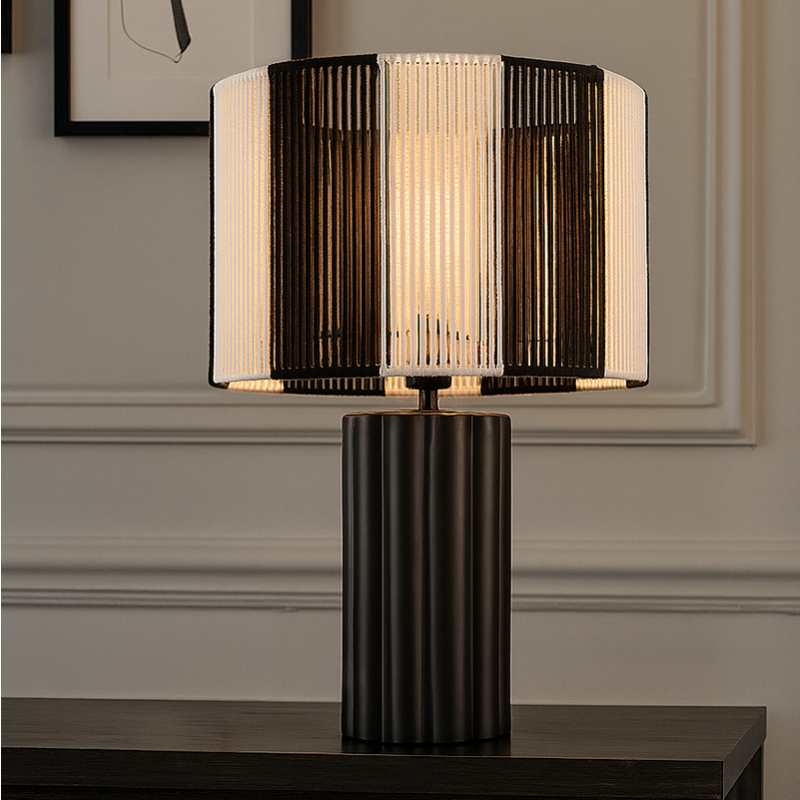 Rustic table lamp black, Juno, with switch