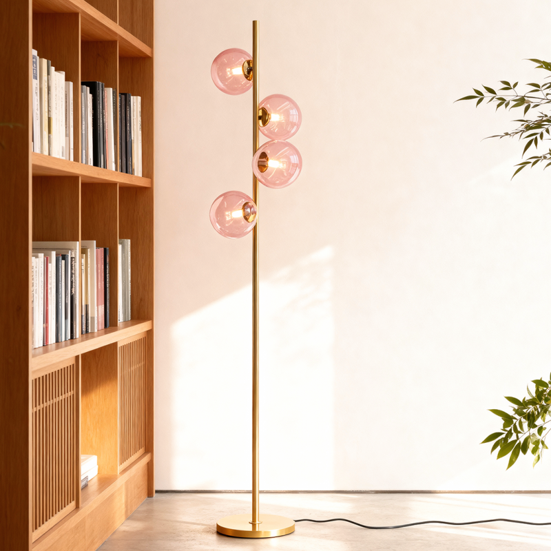 Design floor lamp pink, Remo, with switch