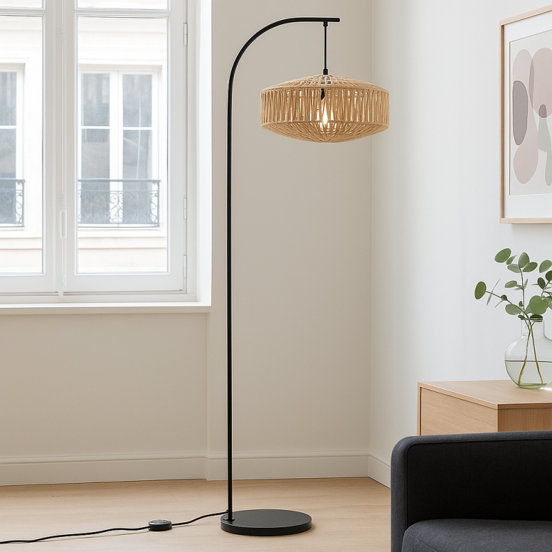 Rustic floor lamp brown, Selena, with switch Rustic floor lamp brown, Selena, with switch