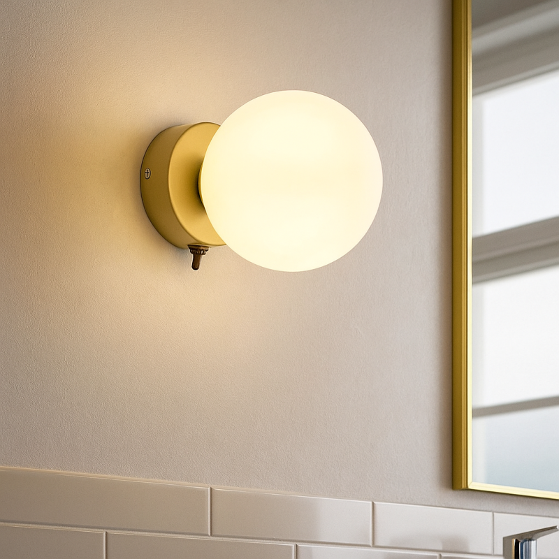 Modern bathroom wall light gold, Amer, IP44