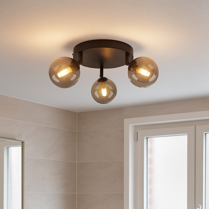 Modern bathroom ceiling light black, Amer, IP44 Modern bathroom ceiling light black, Amer, IP44