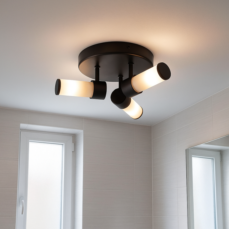 Modern bathroom ceiling light black, Callum, IP44