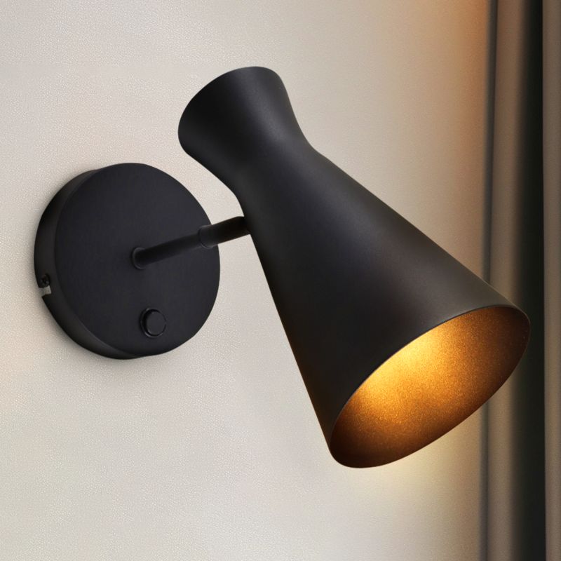 Modern wall light black, Steve, with switch