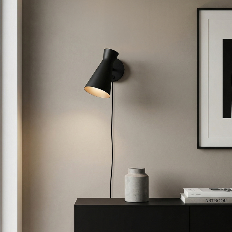 Modern wall light black, Steve, with switch Modern wall light black, Steve, with switch